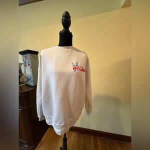 Wild Fable White Sweater with Red Embroidery